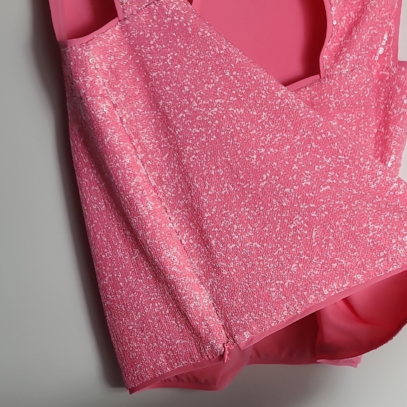 RACHEL ROY Addie Pink And White Speckled Sequin Sleeveless Top Size Medium - Picture 13 of 14
